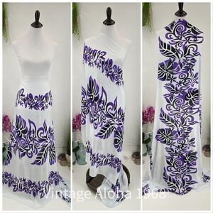Black/Purple Vine Monstera SARONG Pareo Lavalava Beach Skirt Summer Scarf